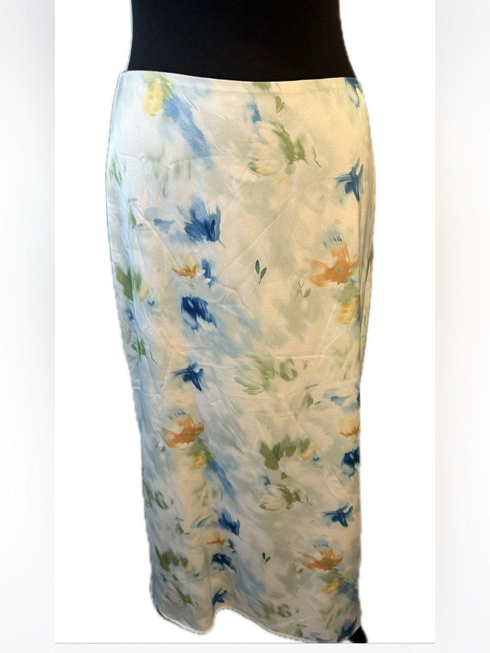 NWT size XL Floral Watercolor Maxi Skirt - White with Blue & Green